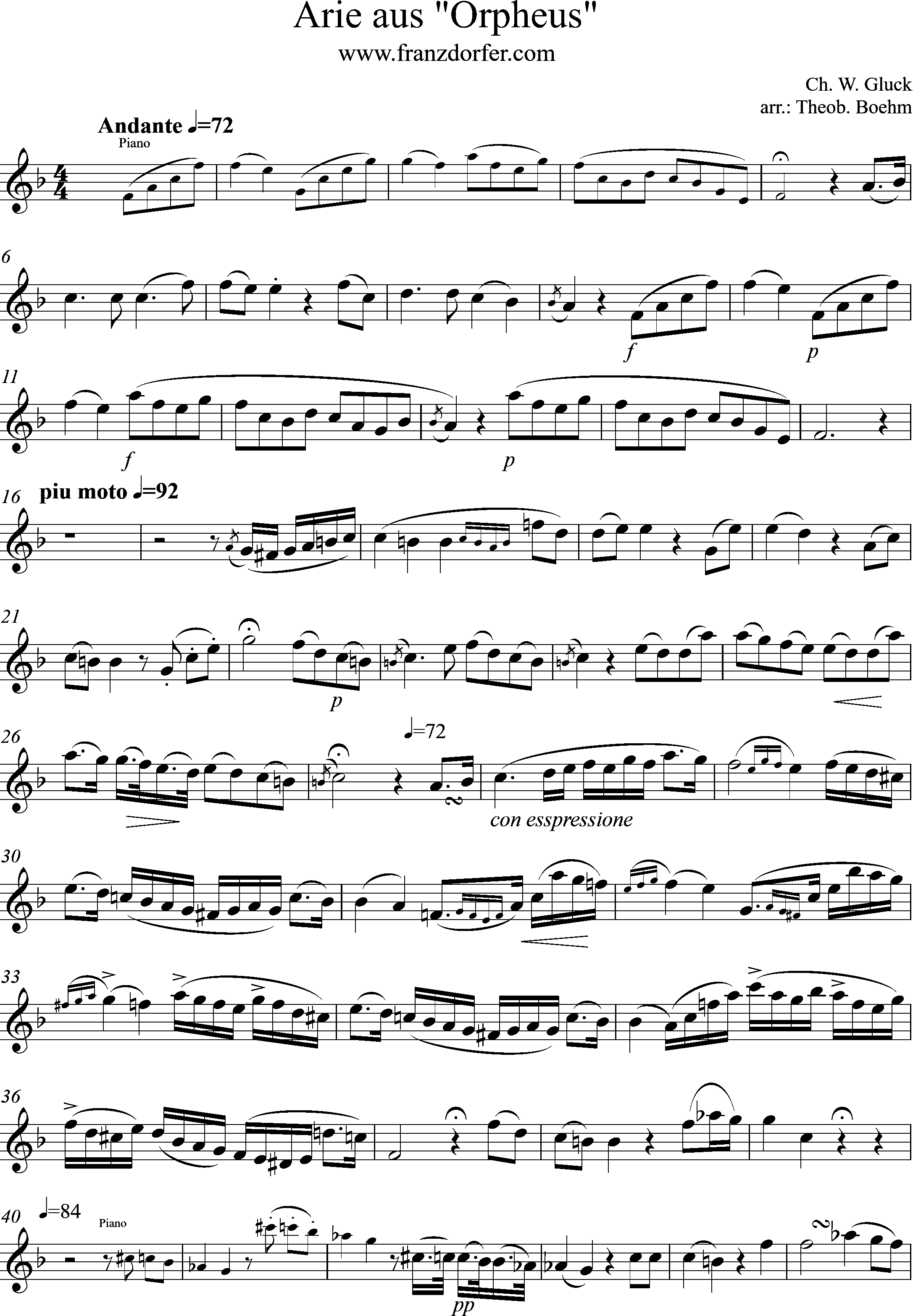 Noten Arie aus Orpheus-1